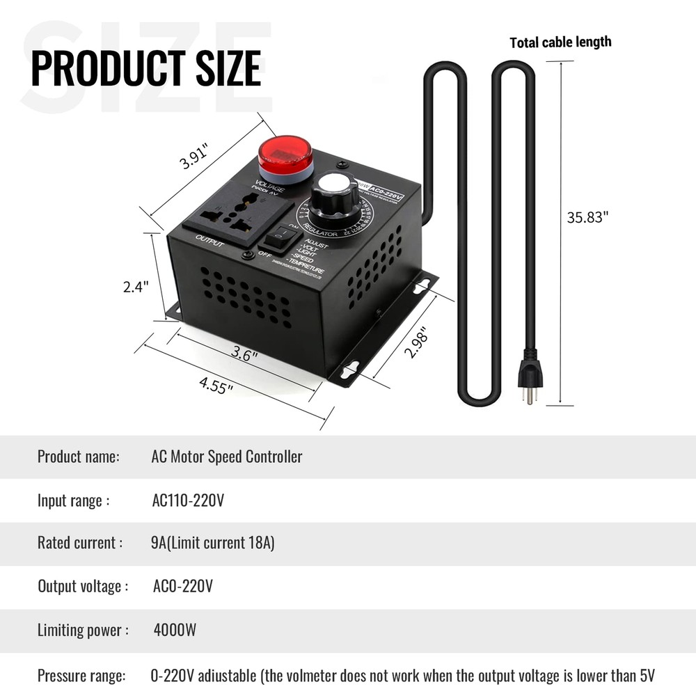 AC Motor Speed Controller 120V Variable Speed Controller & Fan Speed Controll...