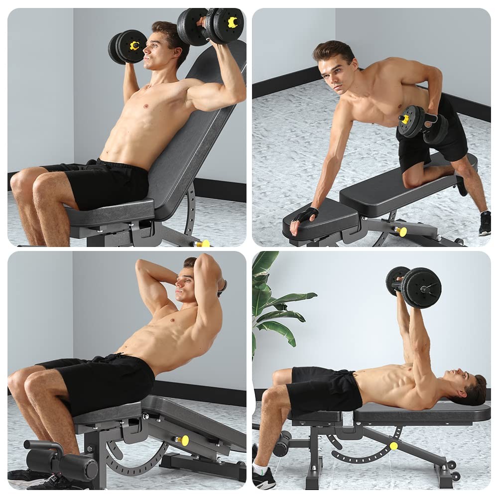 Adjustable Bench, Professional Weight Bench, Incline Flat Decline Sit Up Benc...