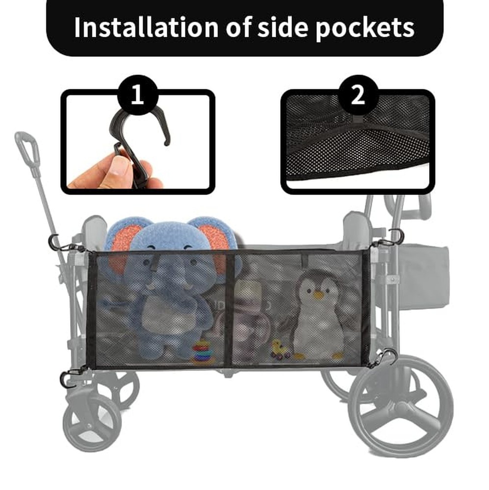 Stroller Wagon Cargo Net,Stroller Organizer,Multi Pockets Mesh Cargo Net for ...