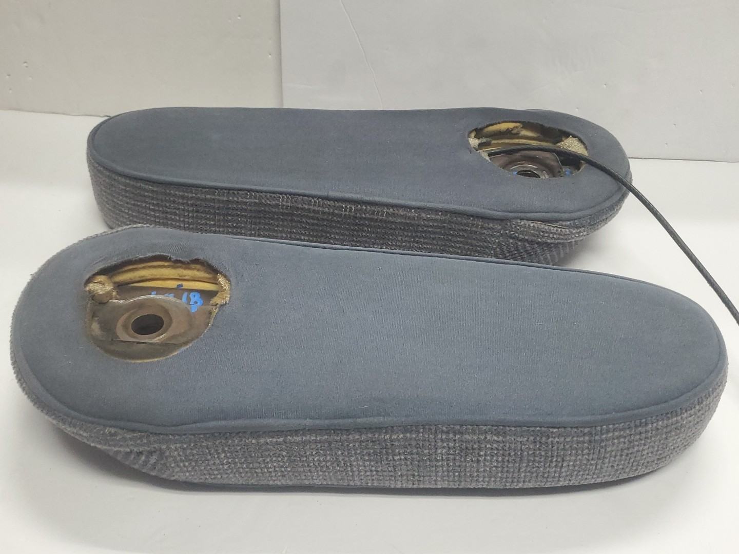 87-91 Ford F150 250 Bronco Bucket Seat Captain Chair Arm Rest Set Blue Cloth OEM