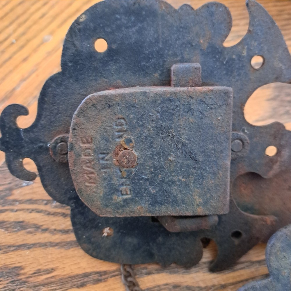 Vintage Cast Iron Latch and Knocker Aged