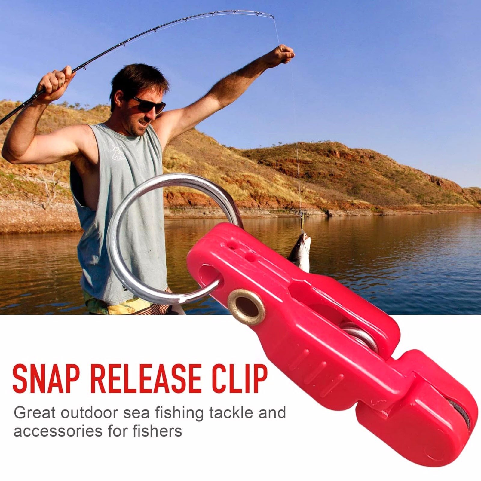 10pcs Red Quick-Release Clips For Fishing Line In Seawater And Freshwater