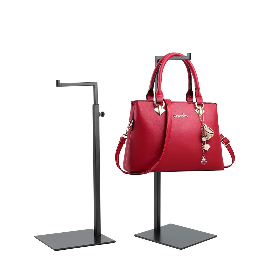 Purse Display Stand - 2 Pack Solid Black Bag Display Rack Stands, Counter Adj...