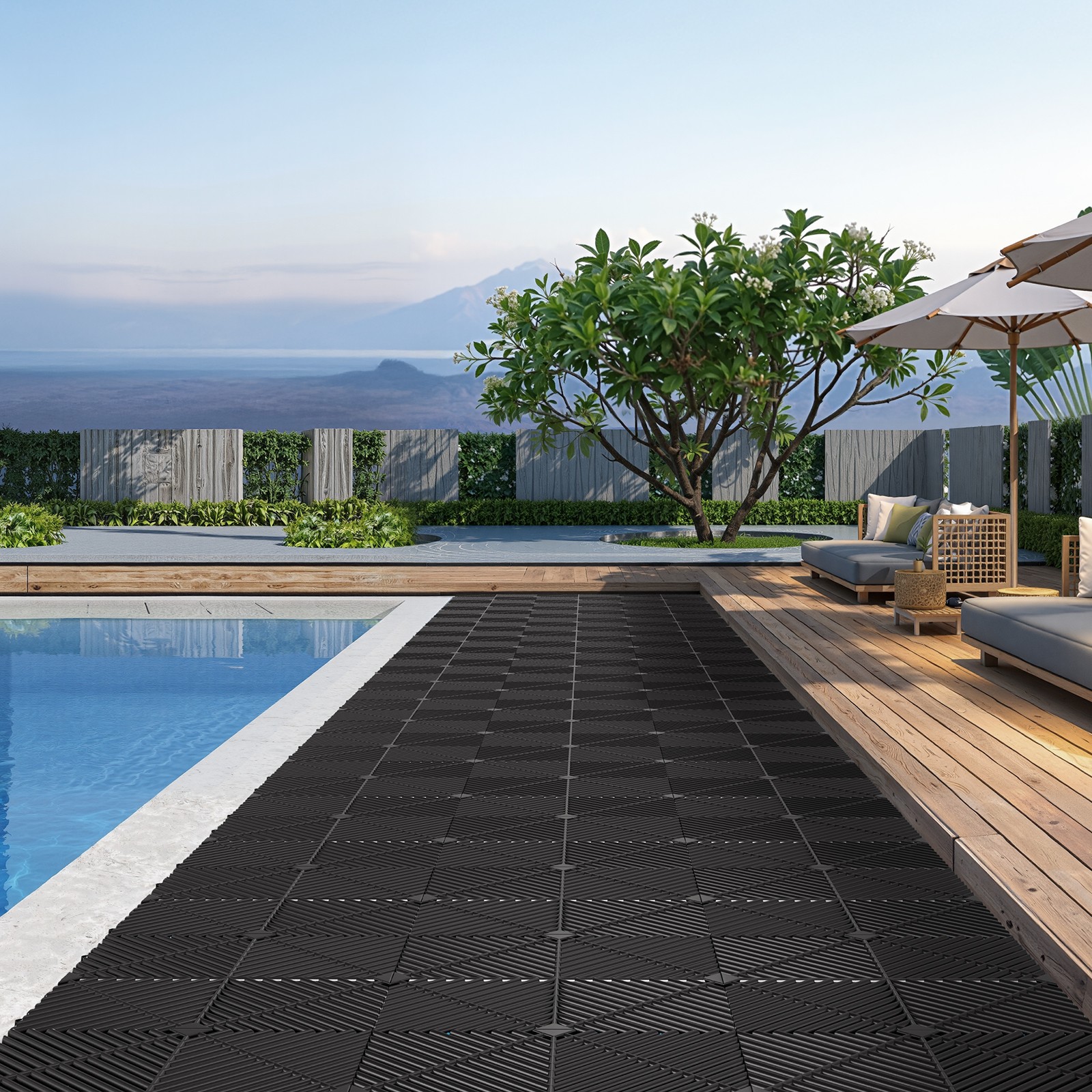 VEVOR Interlocking Drainage Mats 12" x 12" PP Garage Floor Tiles Black 50 Pack