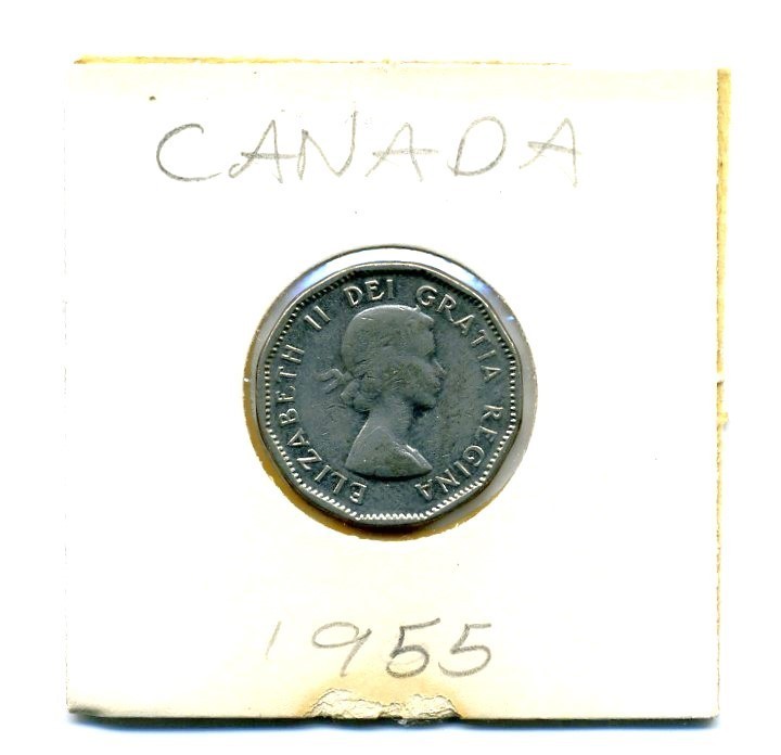 1955 Canada 5 Cents Nickel Coin