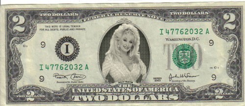 Dolly Parton $2 Dollar bill Mint real