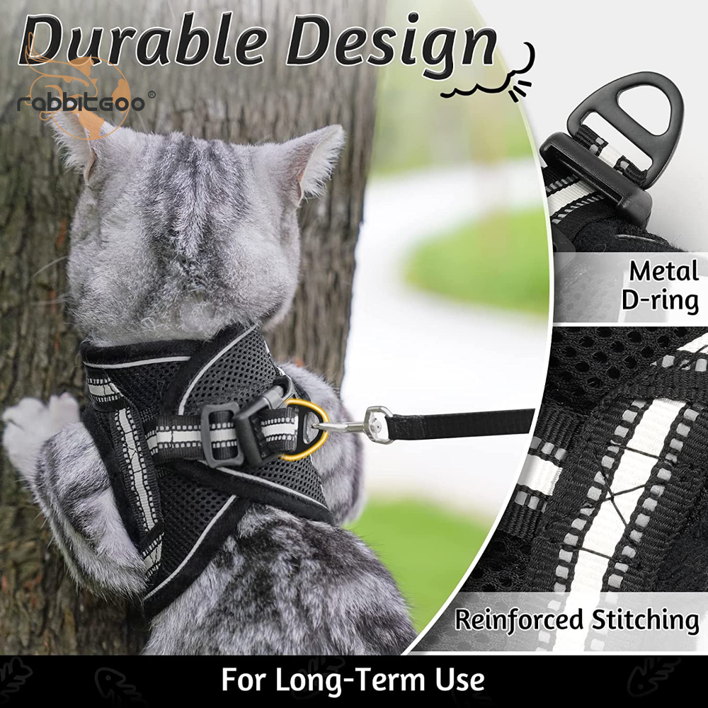 rabbitgoo Pet Cat Harness & Leash Set Dog Walking Vest Escape Proof Adjustable