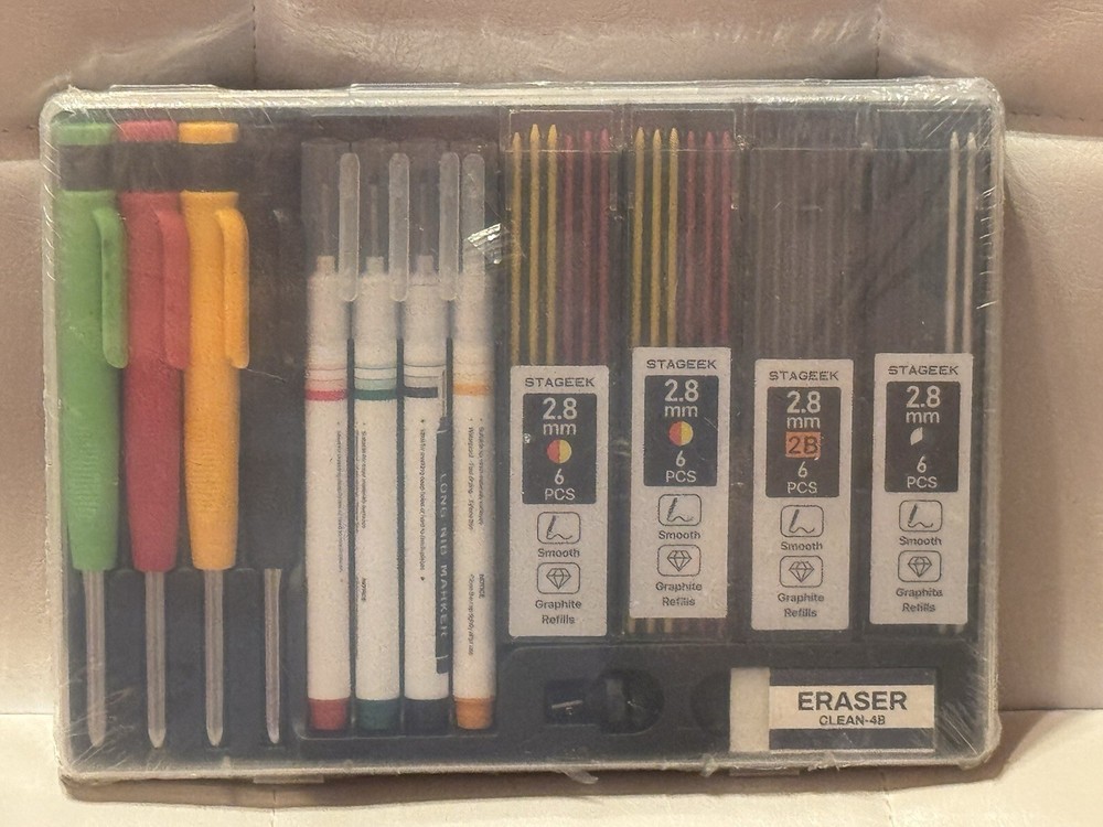 Stageek Carpenter Pencil Marker 34 Piece Kit Includes 24 Graphite Refills New