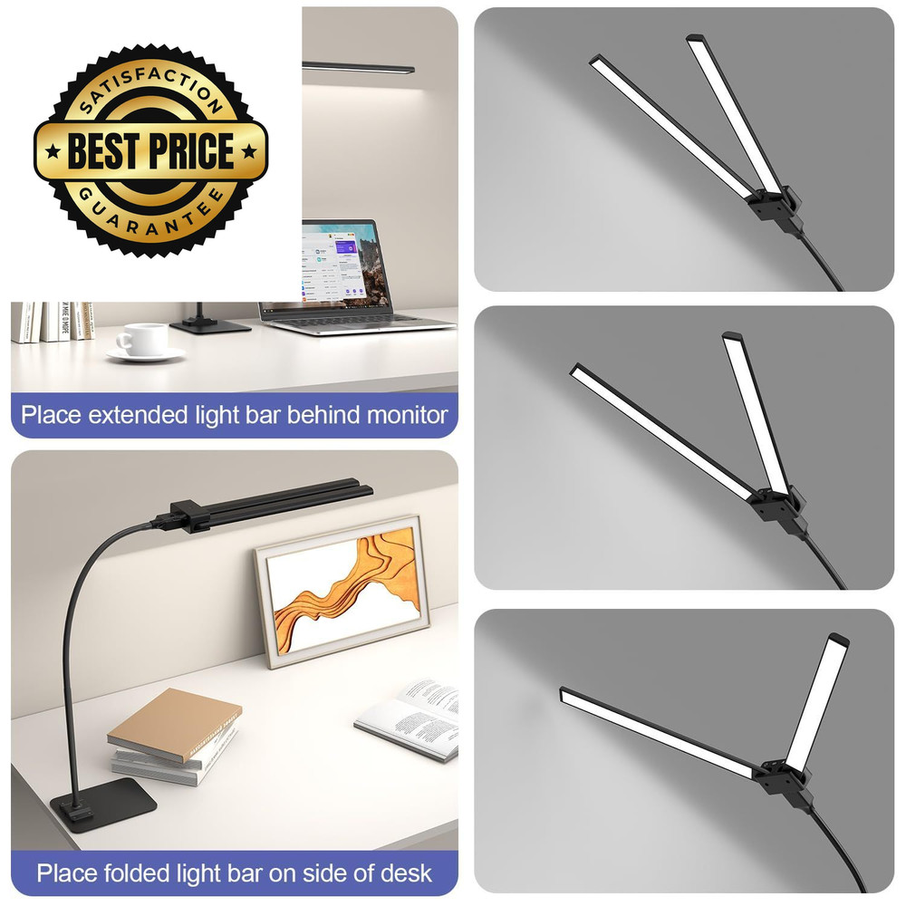 EppieBasic Led Desk Lamp,24W 31.5IN Architect Double Head Base-Black