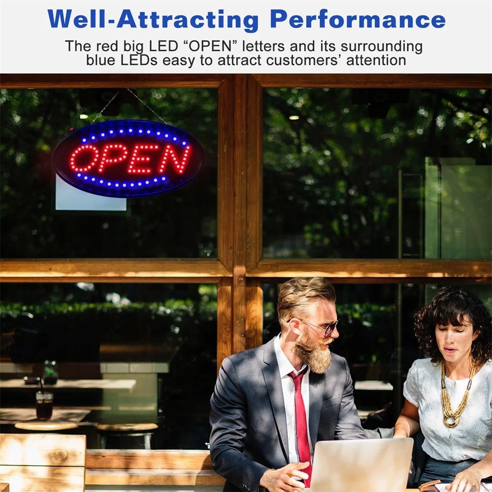 Animated Motion Ultra Bright OPEN Business Store LED Hang Sign Neon Light ON/OFF