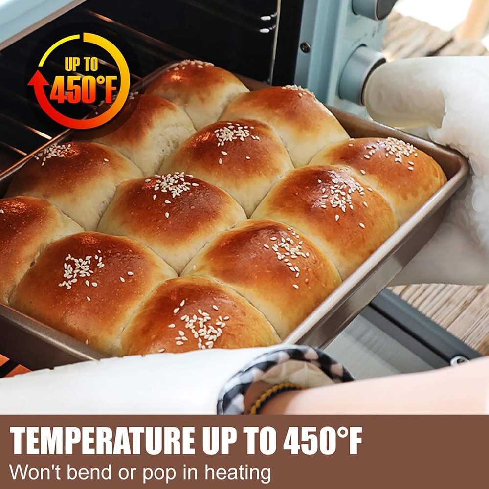 Deep Baking Pans Set Nonstick,Rectangle Cake Pan,Stackable Bakeware Set of