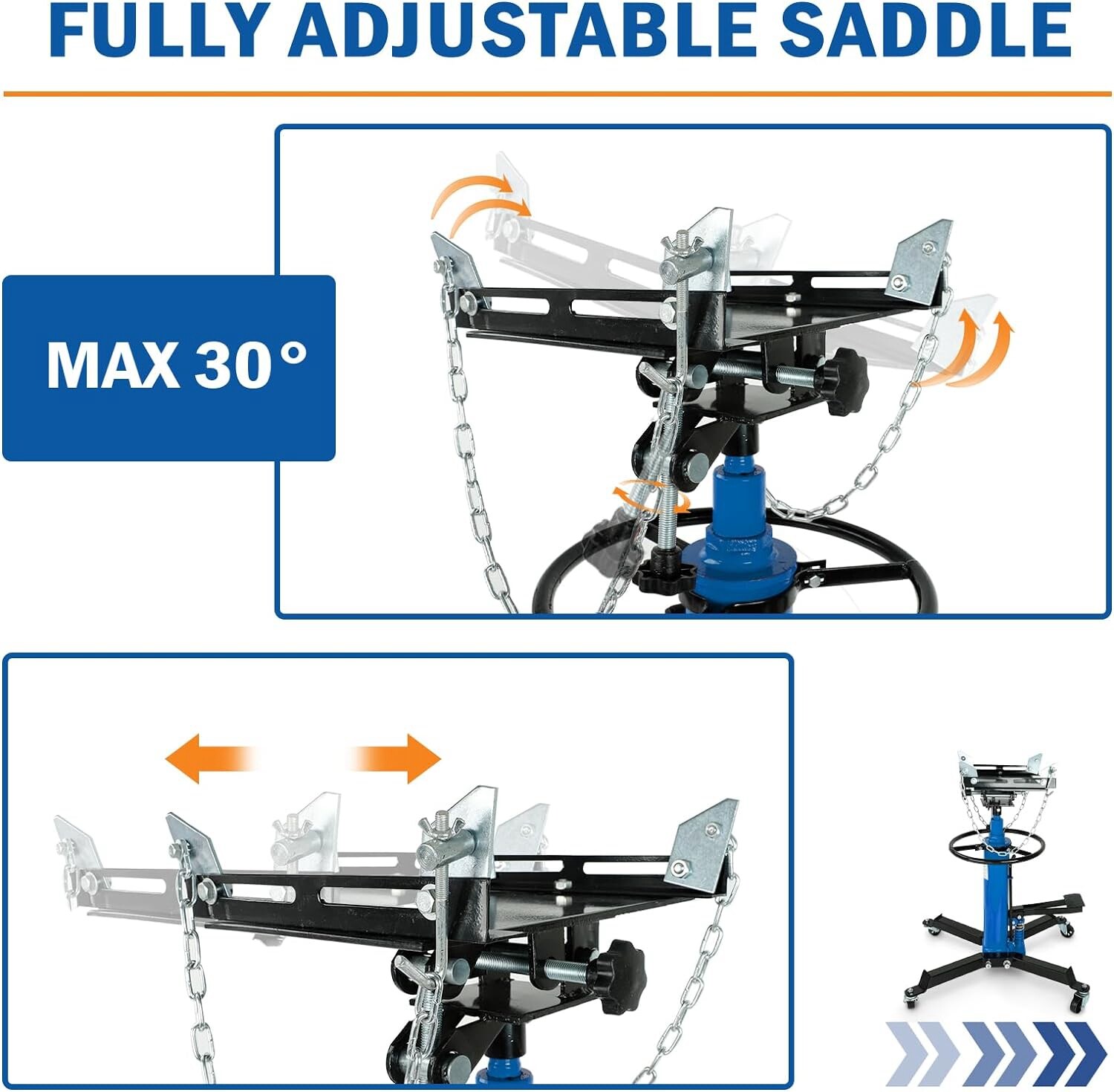 1660 lbs Transmission Jack 2 Stage Hydraulic 35"-72" Adjustable Height w/ 360°