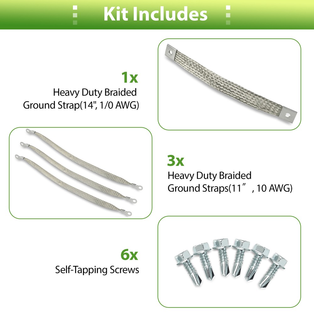 4Pcs Engine Body Frame Braided Ground Strap Kit 40140
