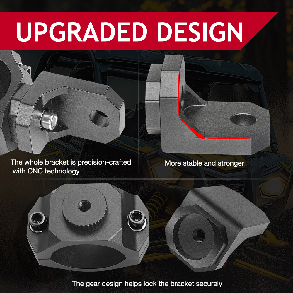 UTV Whip Light Mount Flag Bracket 360°Adjustable For 1.5"-2" Roll Bar Mounting