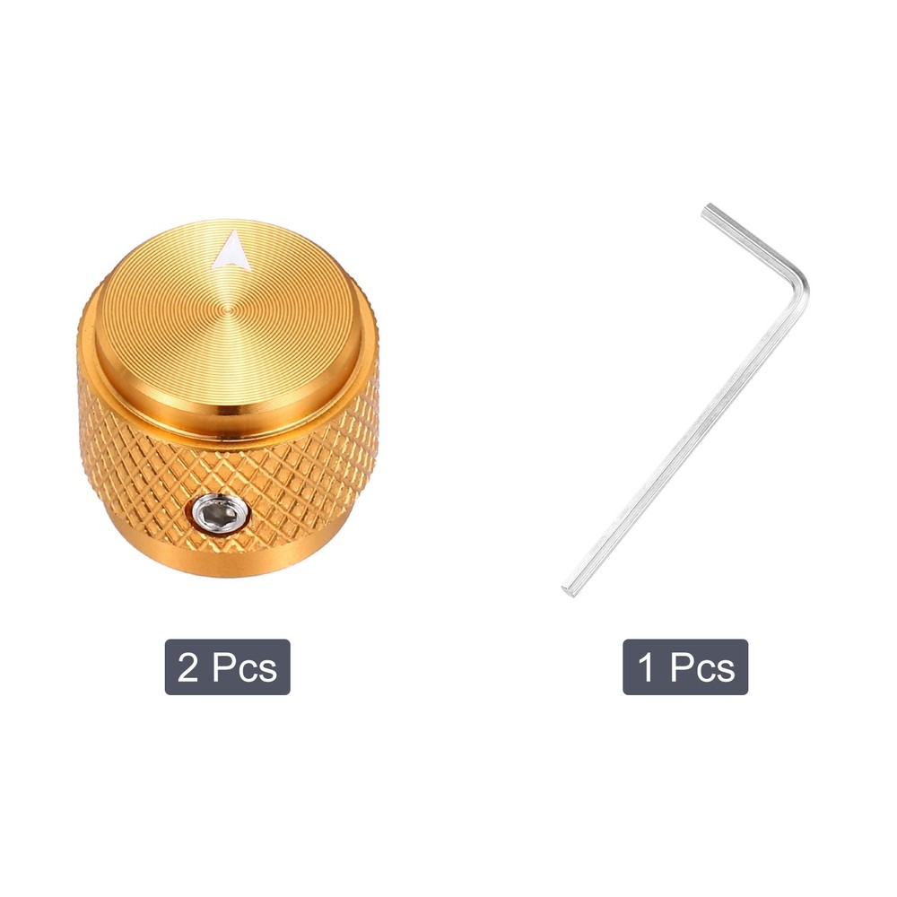 2PCS Guitar Knobs Metal, Volume Tone Control Dome Knobs 1/4", Gold