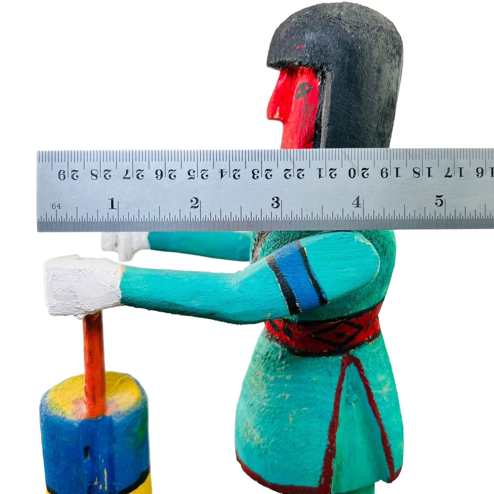 San Juan Pueblo Doll Native American Hand Carved Signed Joe V. Trujillo