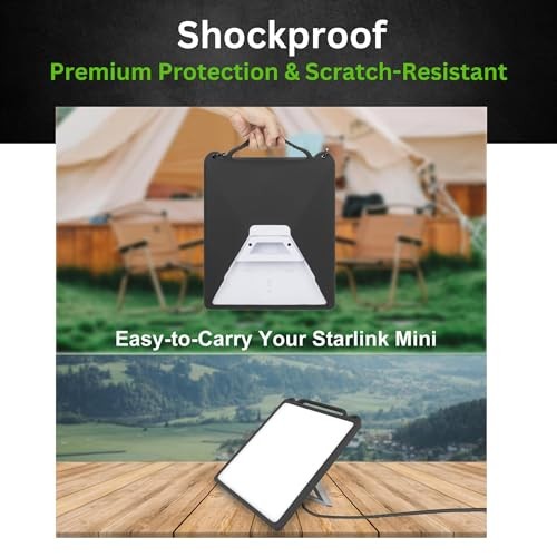 Starlink Mini Case, Silicone Protector with Backpack Strap Mount – Black