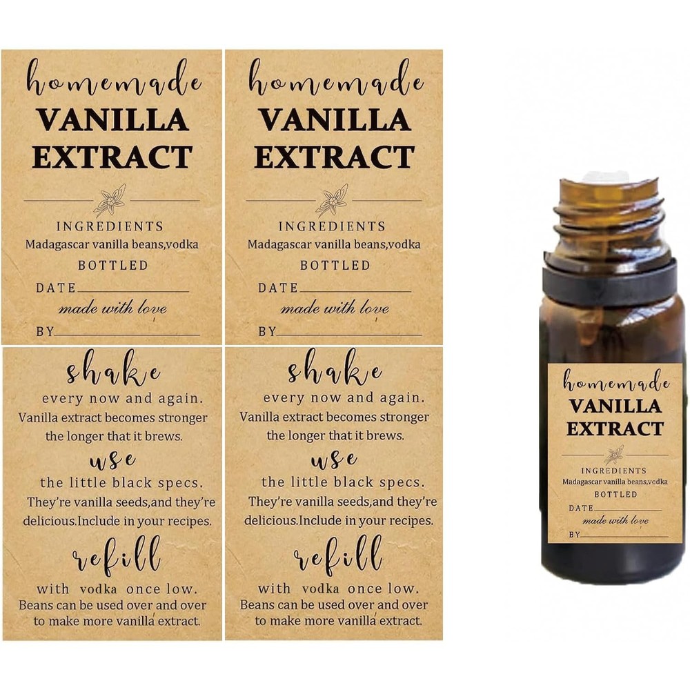 Vanilla Extract Stickers set 48 Pack Kraft Adhesive storage Labels
