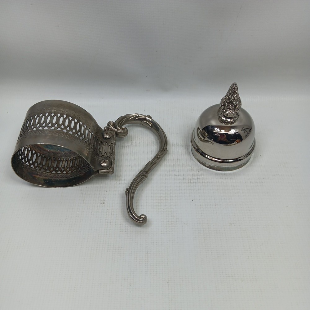 Vintage Carafe Silver Plated Collar, Handle and Lid