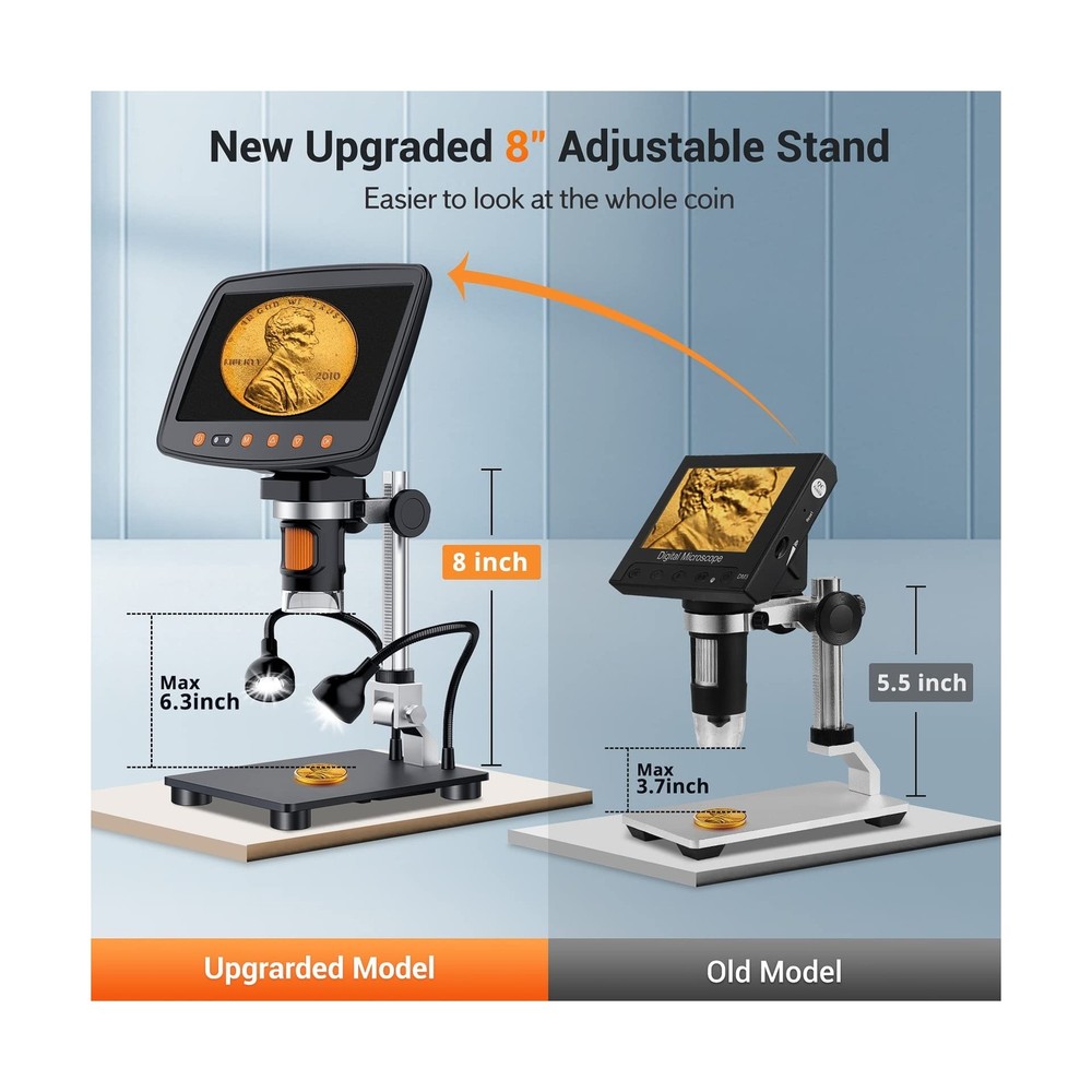 Digital Microscope with 7" LCD Screen,1500X Magnification Soldering Microscop...