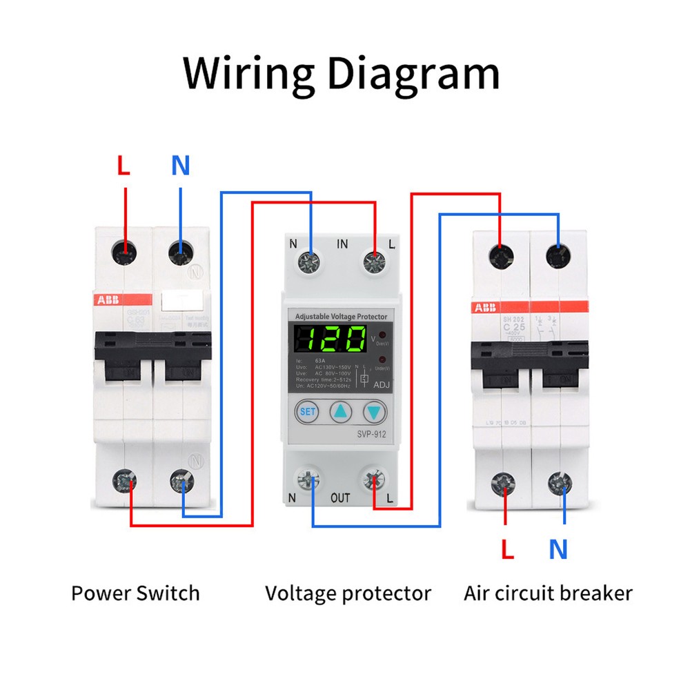 120VAC 63A Adjustable Self-Recovery Under Voltage Auto-Reset Protection Switch