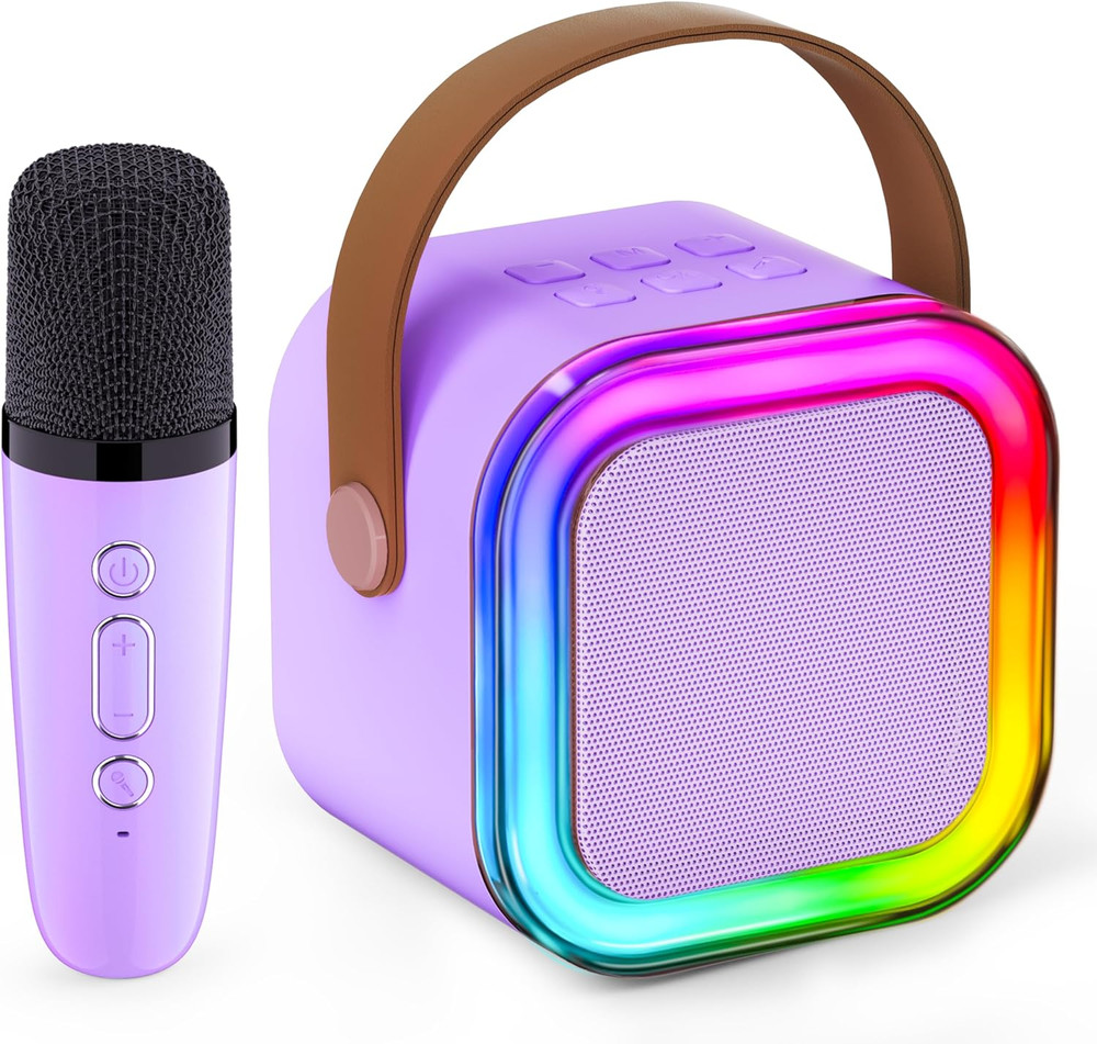 Mini Karaoke Machine for Kids Portable Bluetooth Speaker Wireless Microphone