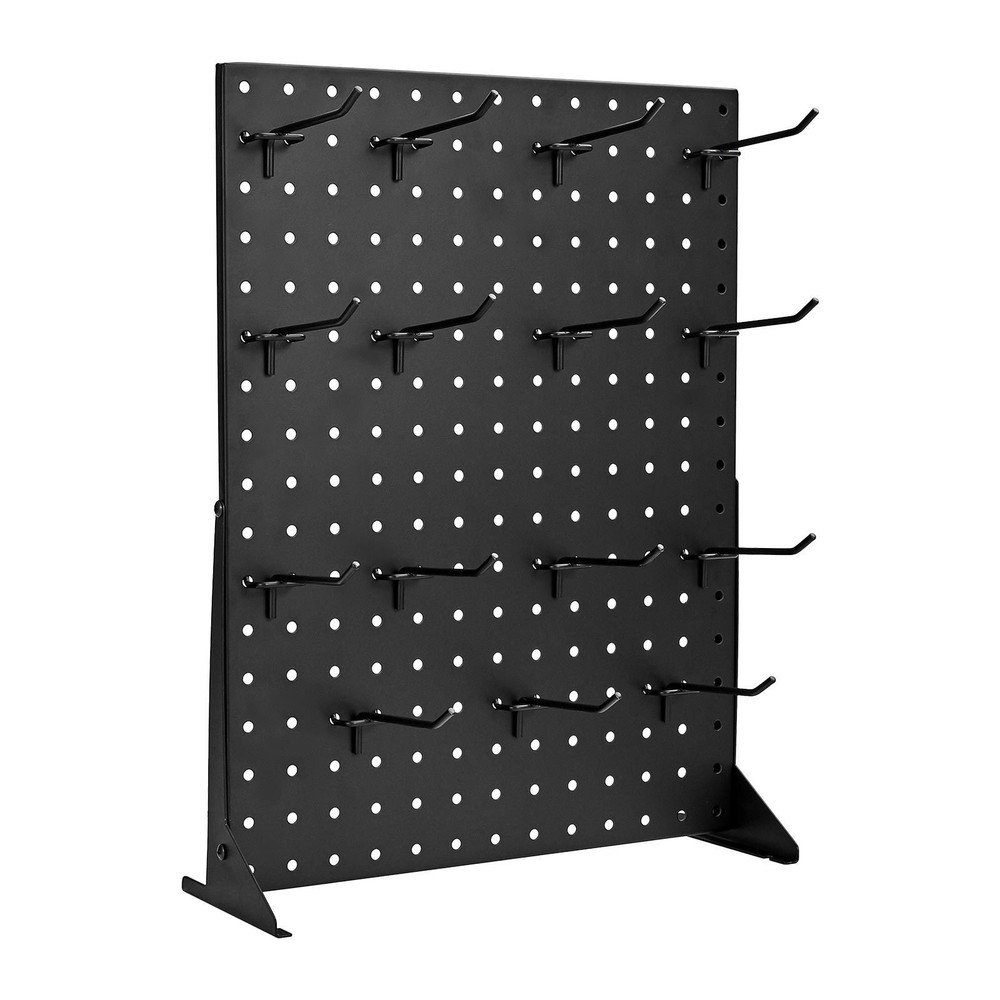 Tabletop Pegboard Stand: Cold-Rolled Steel, 15 Hooks, Black