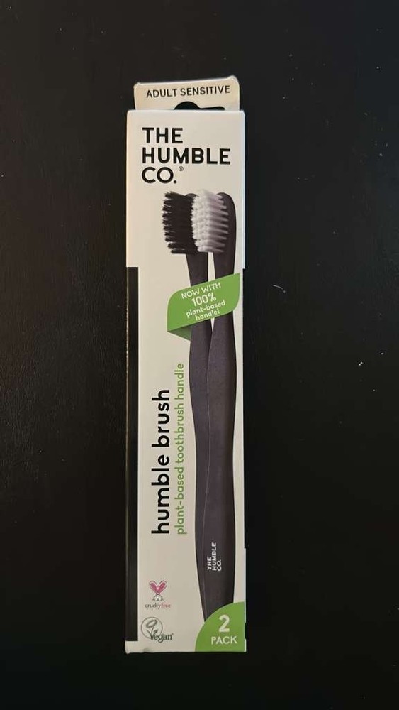 Plant-Based Sensitive Toothbrush White Black 2 Count