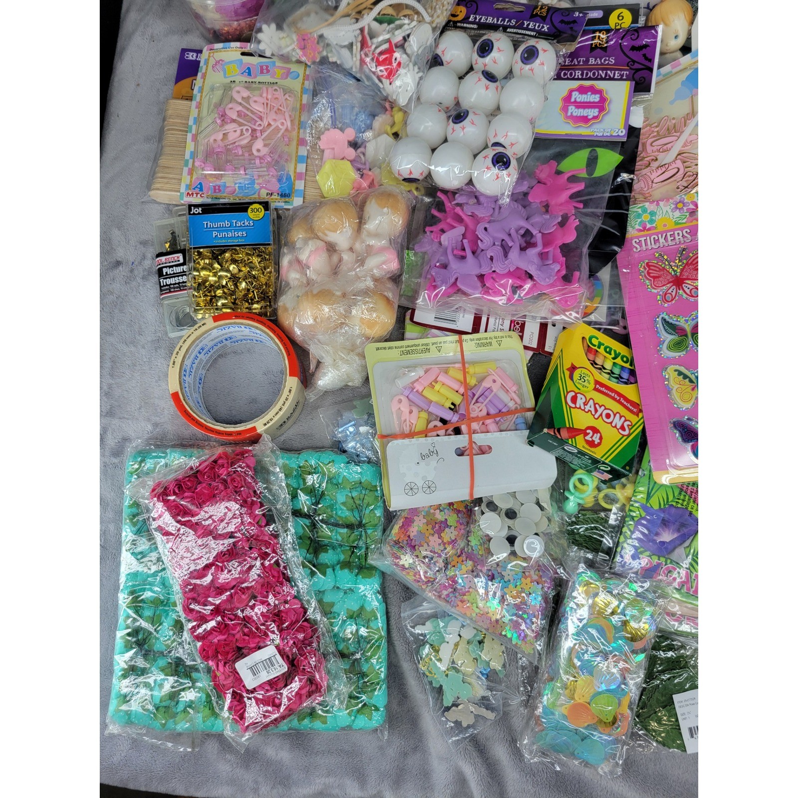 10lbs Craft Supply Bundle Mixed Lot Embellishments Stickers Fabric Tape Beads
