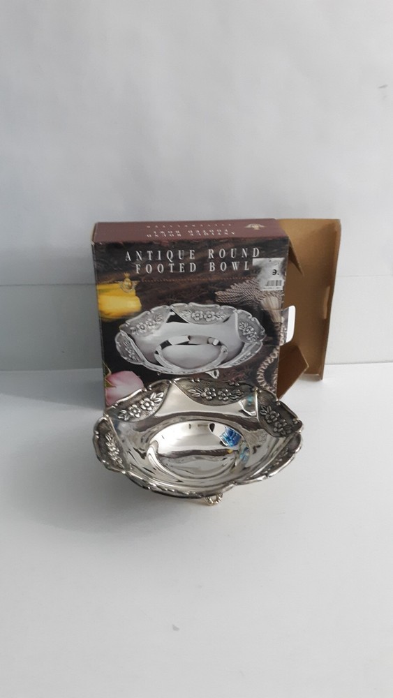 Antique Round Footed bowl Silver Plated