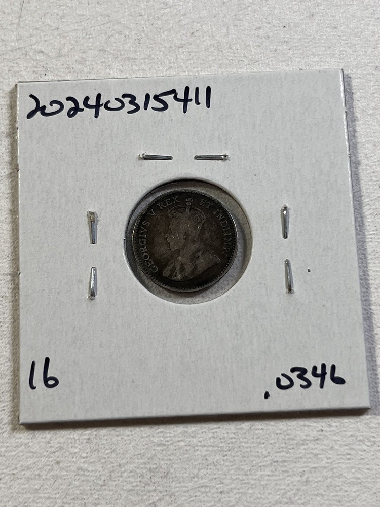 1911 Canada 5 Cents Small Silver Coin