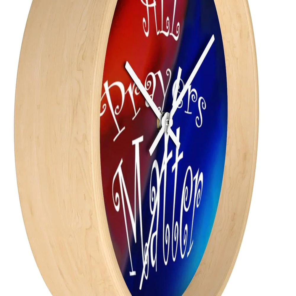 Wall Clock Dark Rainbow Background "All Prayers Matter"