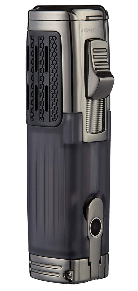 Cigar Lighter Triple Jet Flame Refillable Butane Punch 2 Pack Charcoal