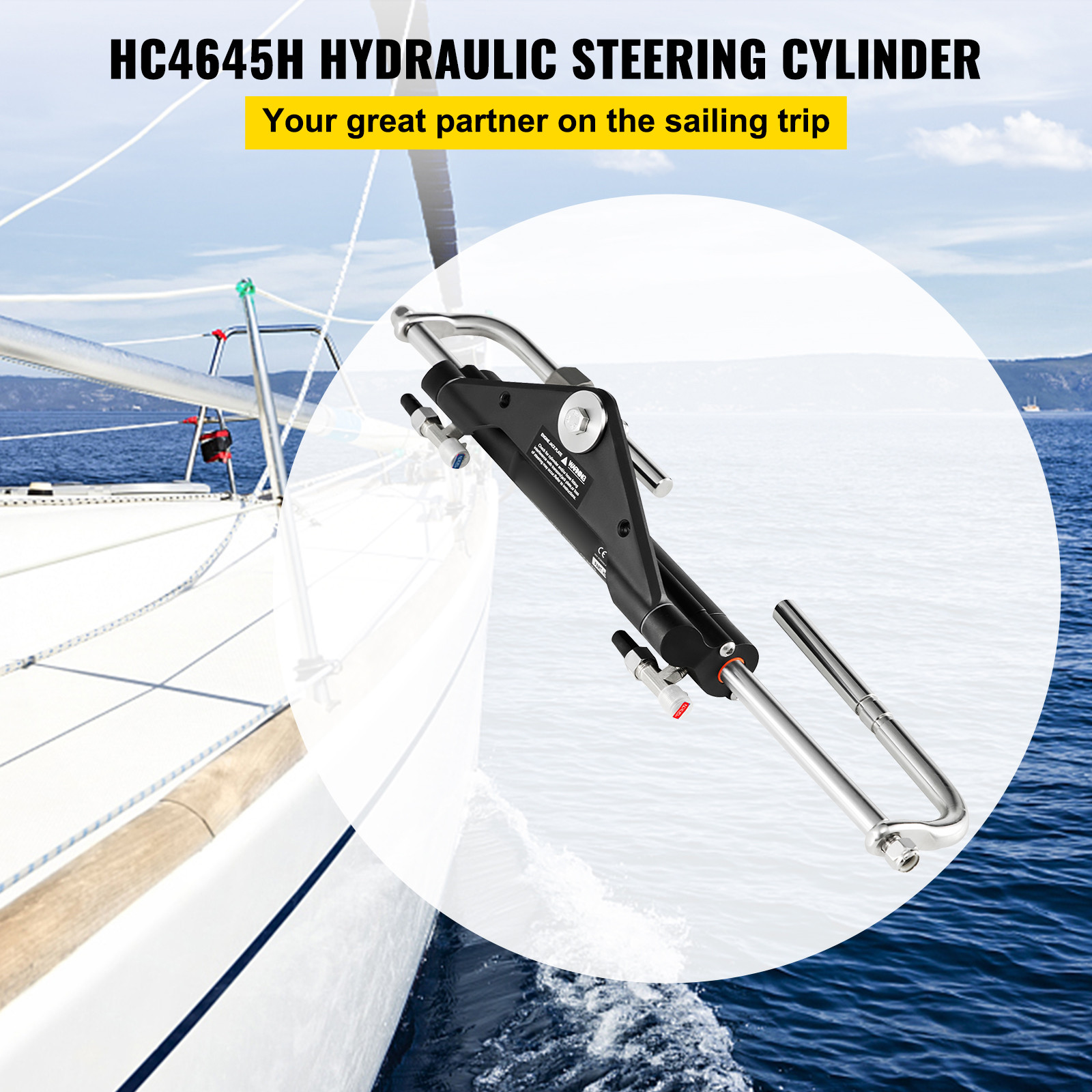 HC4645H Front Mount Hydraulic Outboard Steering Cylinder Ram Up To 150HP