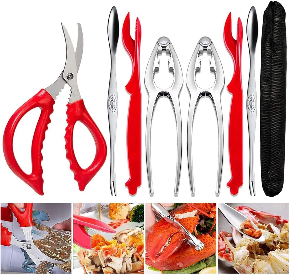 Crab Leg Crackers and Tools - Lobster Picks Set Shellfish Crab...