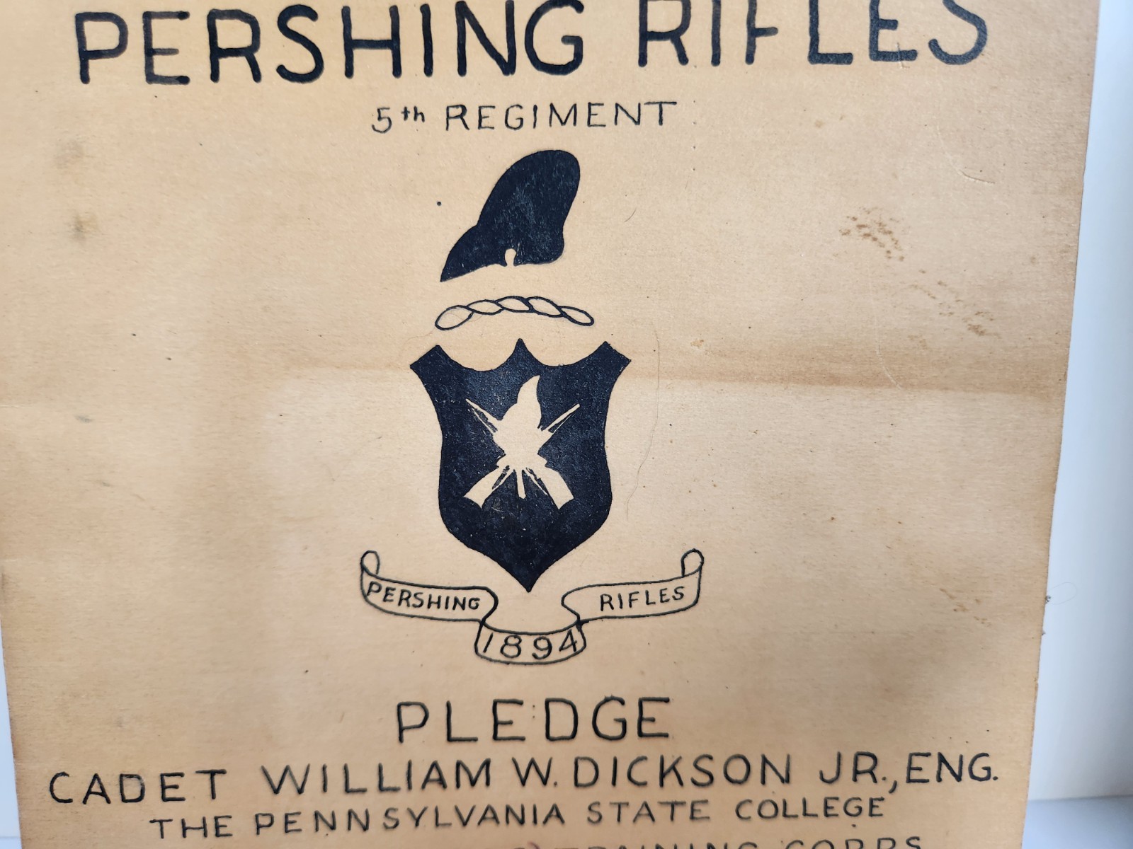 WWII 1942 US Military Cadets National Society PERSHING RIFLES 5TH Regiment PA