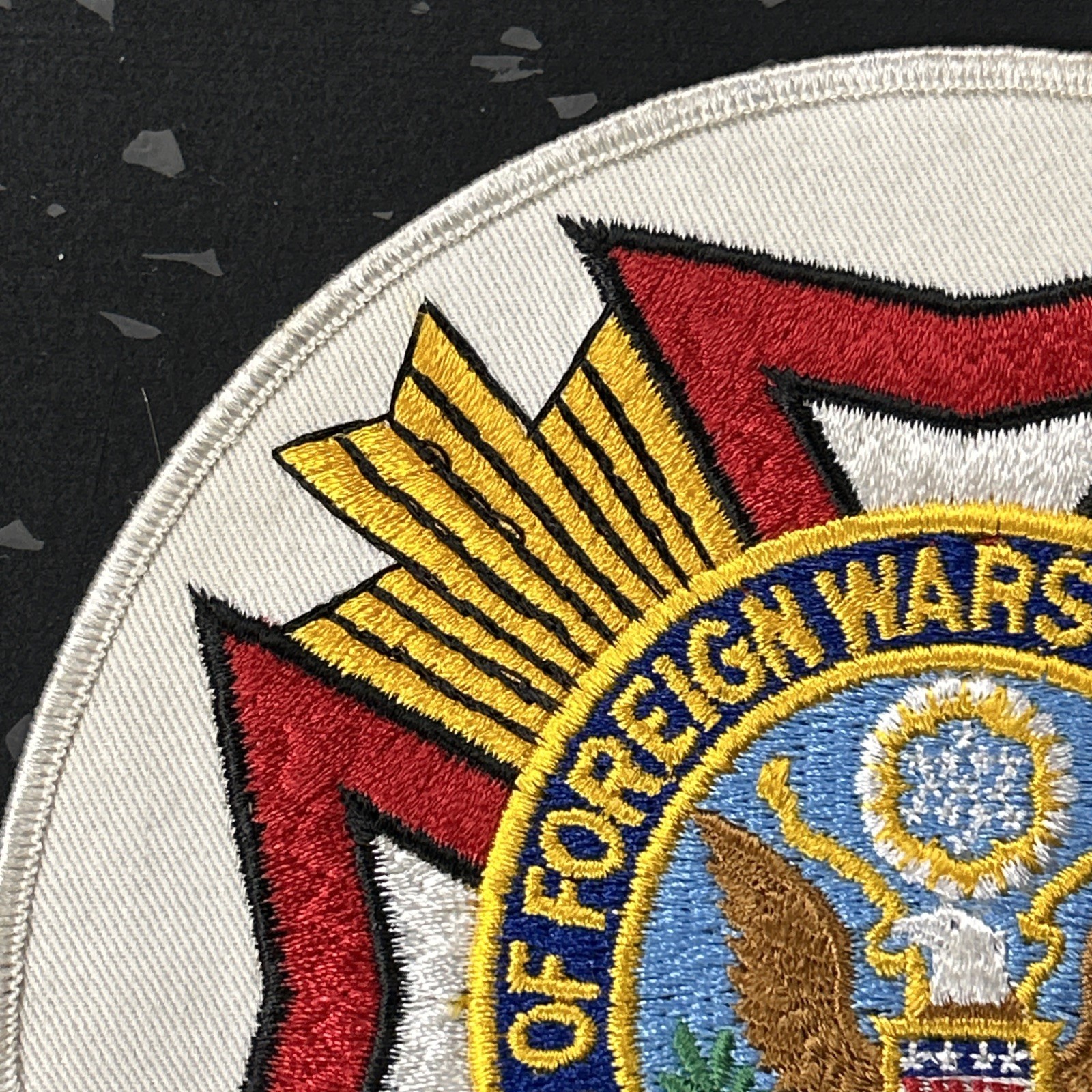 Veterans of Foreign Wars VFW Embroidered White 7” Round Patch