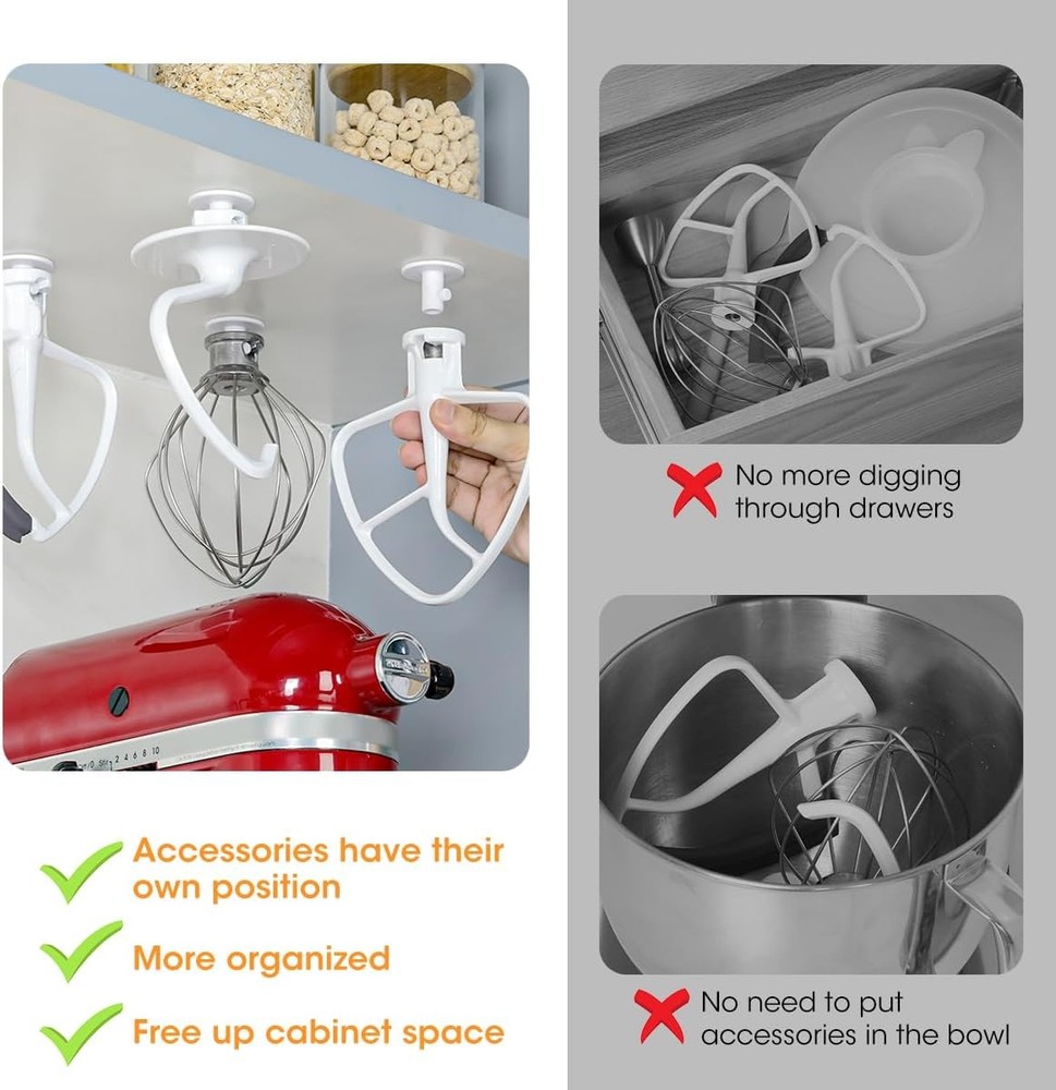 4 Pack Stand Mixer Attachment Holder Compatible with KitchenAid Mixer Tools