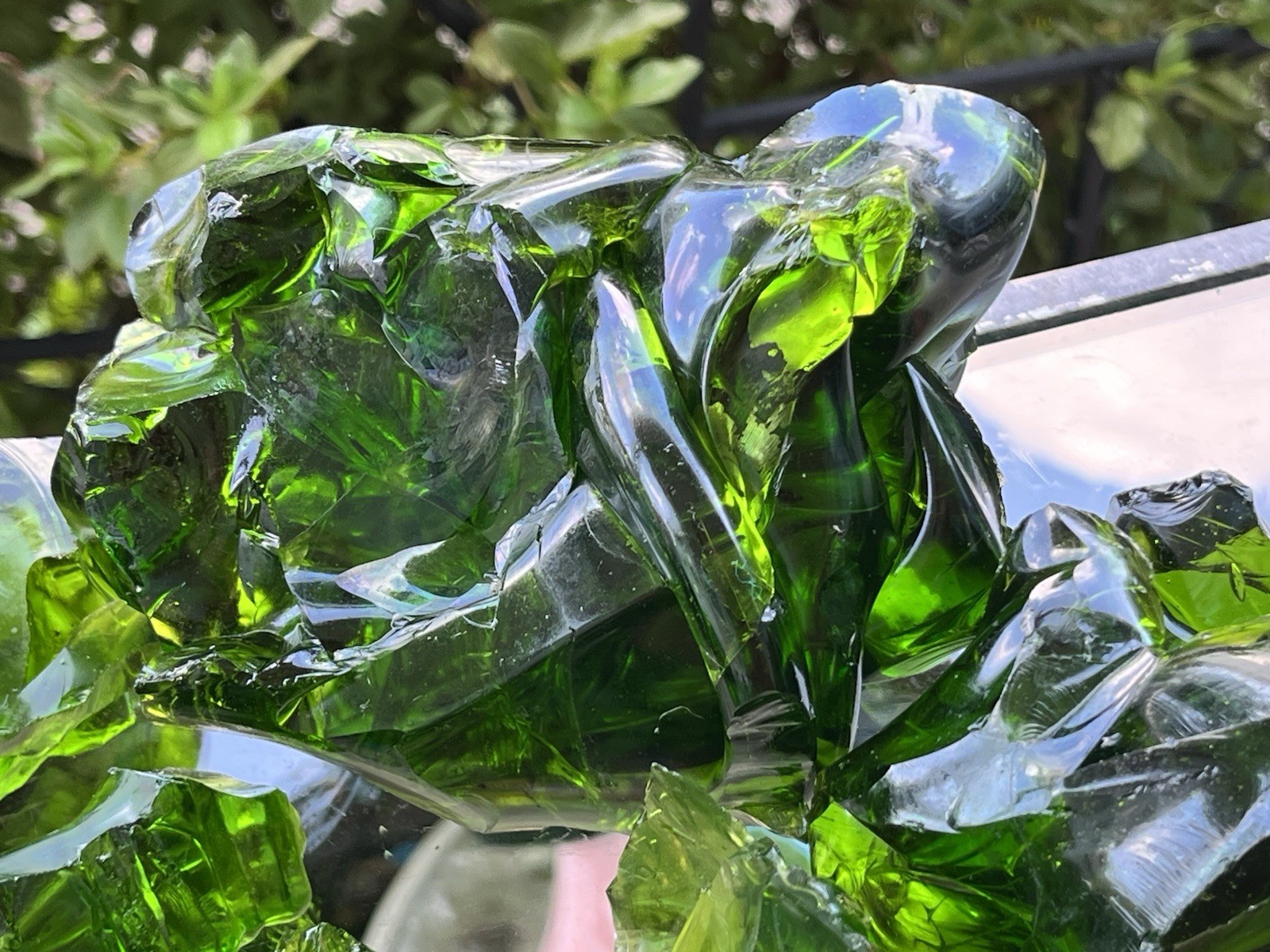 Lot of 10 Deep Green Fern Glass Cullet Slag Chunks ~ 6lbs Blenko