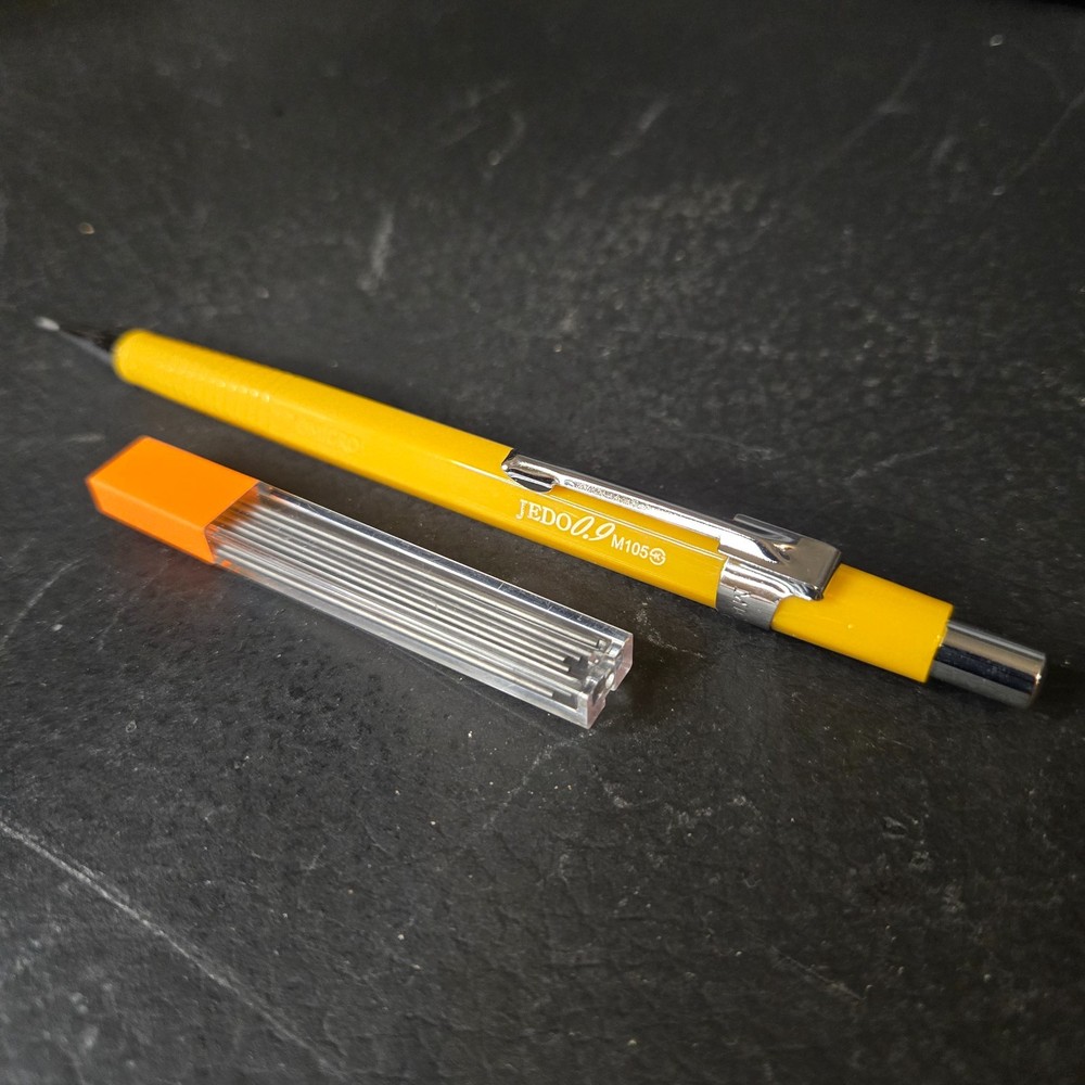 JEDO YELLOW  .9 Micro AUTOMATIC DRAFTING PENCIL+ SPARE LEAD