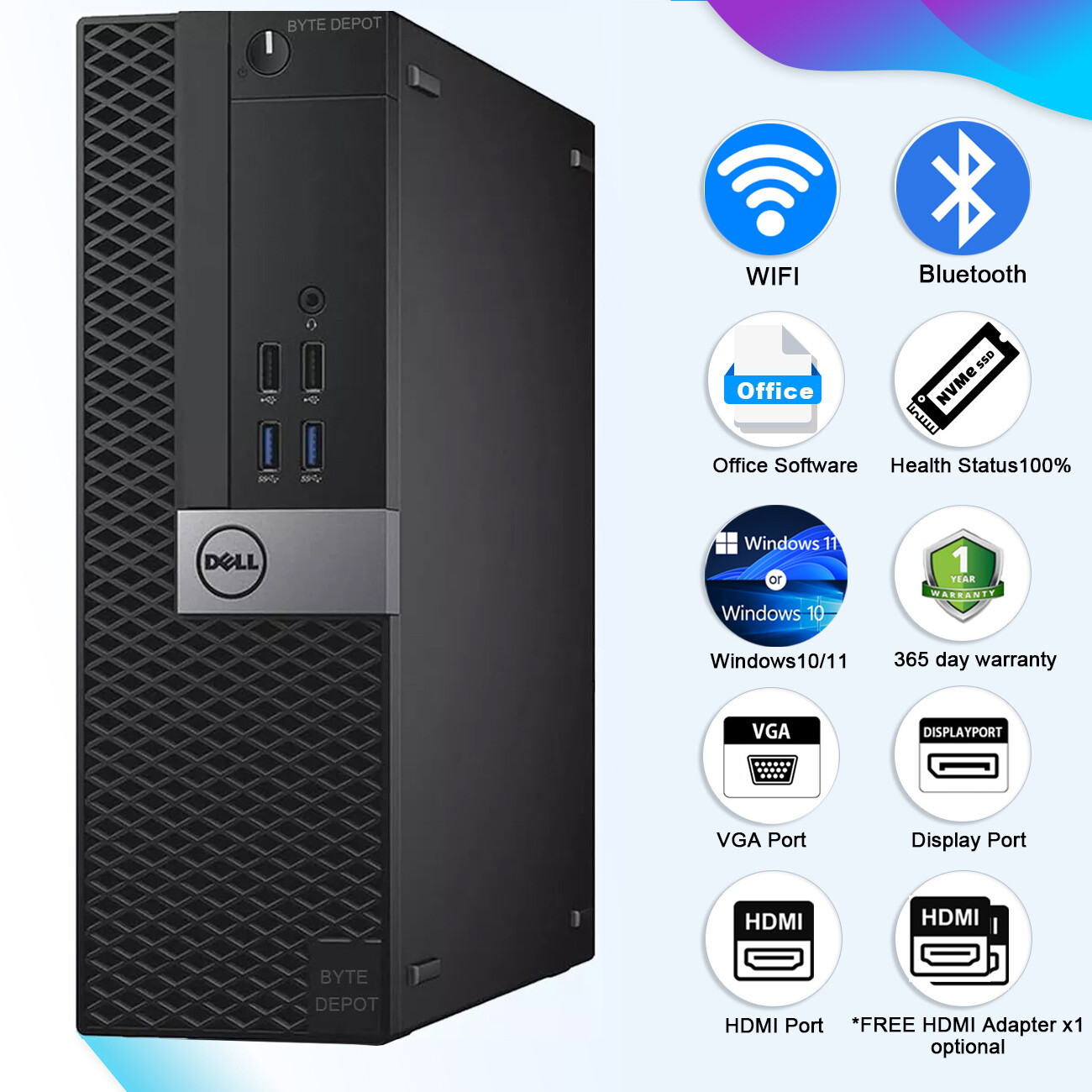DELL Desktop Computer PC i7,up to 32GB RAM, 1TB m.2 SSD, Windows 11 or 10, WiFi