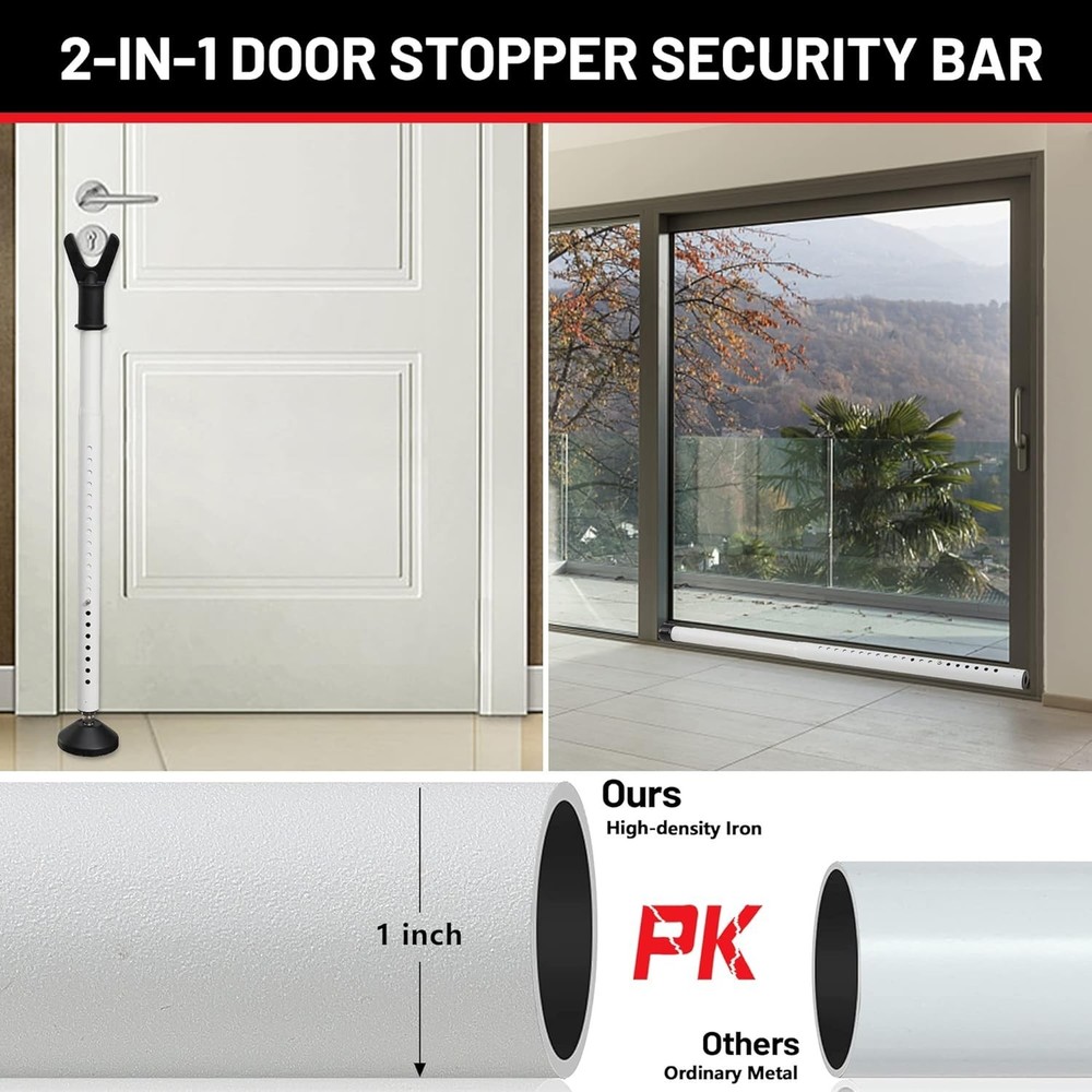 Heavy Duty Adjustable Door Security Bar - Versatile & Reliable Safety Solution
