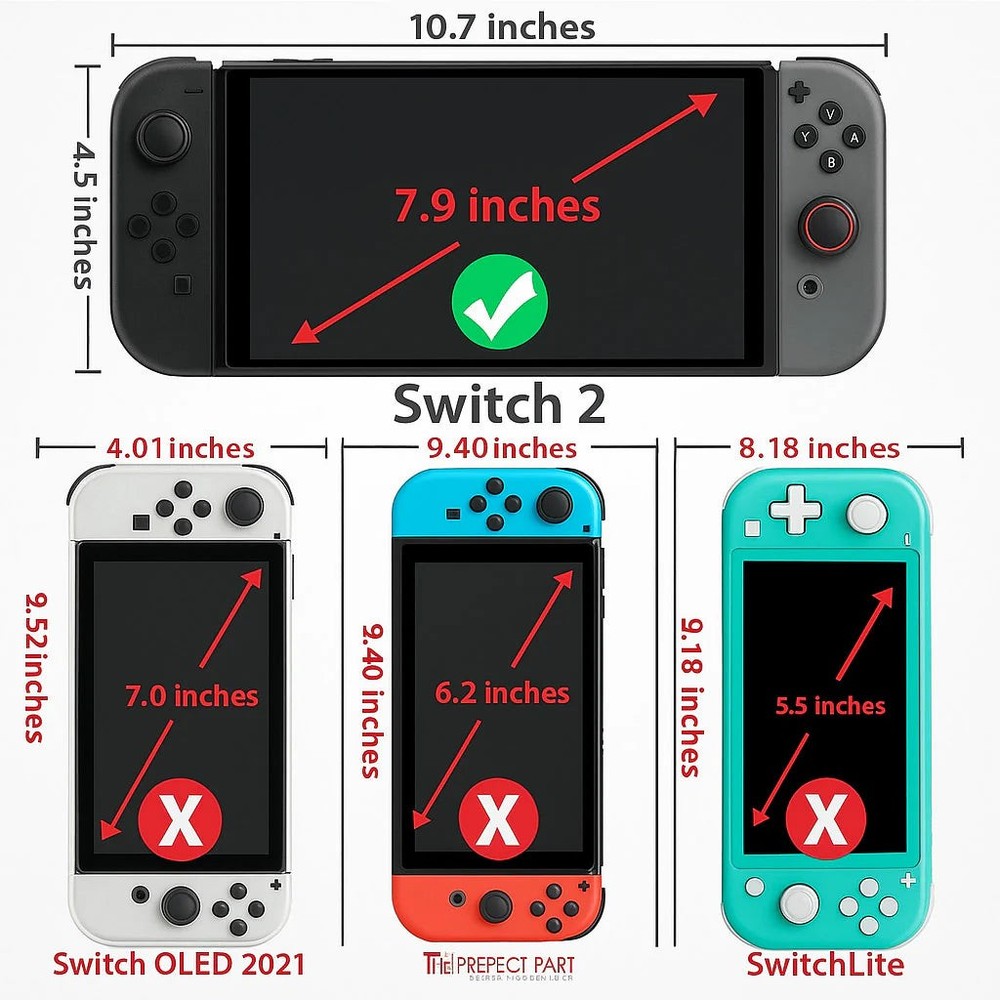 2X HD Tempered Glass Screen Protector Guard for Nintendo Switch 2 2025/Oled/Lite