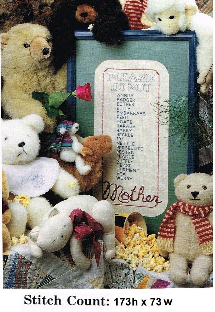 VERB MOM SAMPLER  CROSS STITCH  PATTERN ONLY   3AP