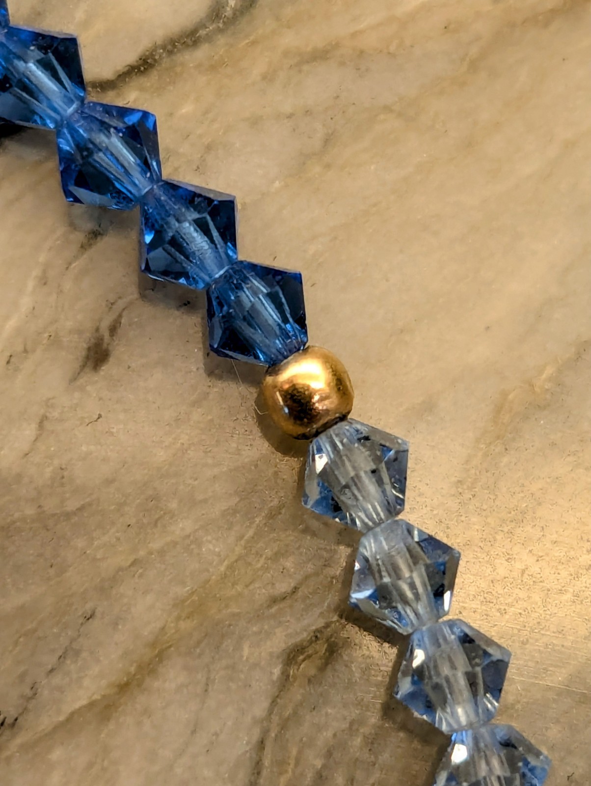 14k Gold Necklace,Bracelet & Earrings Set,Blue Lagoon Swarovski Crystal, Vtg