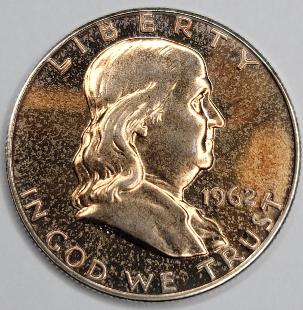 1962 Gem Proof Franklin Half Dollar 90% Silver - Nicely Toned