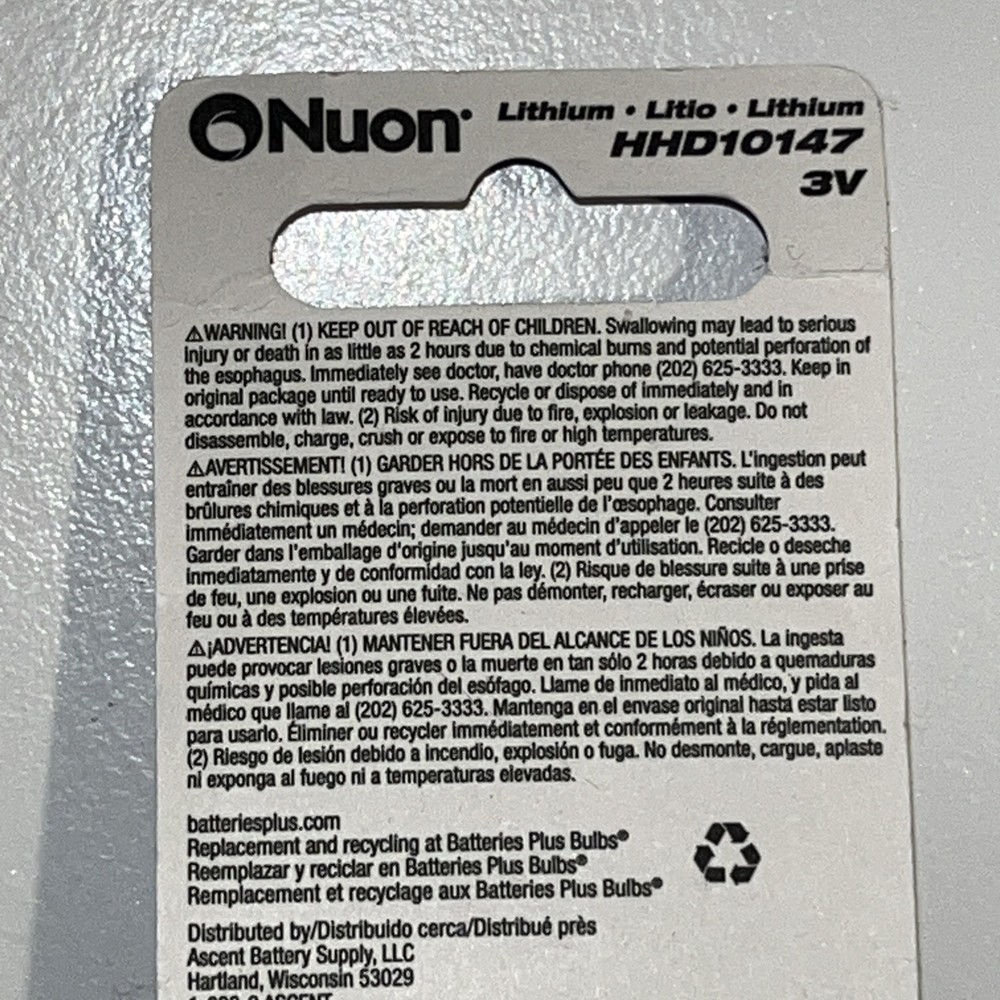 nuon HHD10147 3v pet collar battery