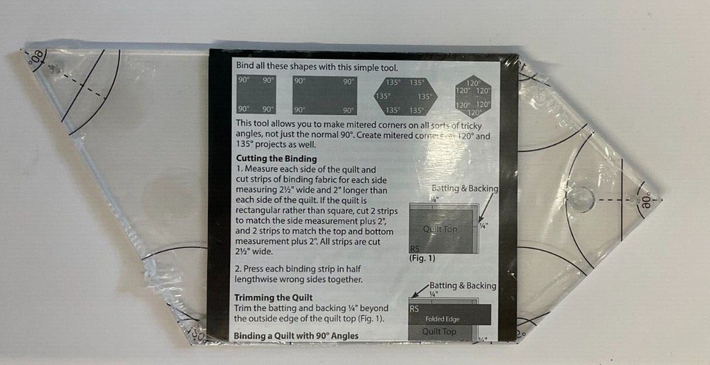 CREATIVE GRIDS #CGRAF - NON-SLIP ANGLE FINDER QUILT RULER & BINDING TOOL