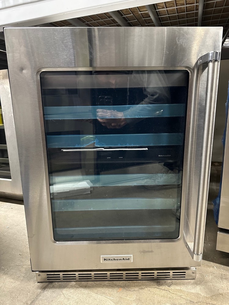 KitchenAid 24" Stainless Frame Left-Hinge Undercounter Wine Cellar - KUWL314KSS