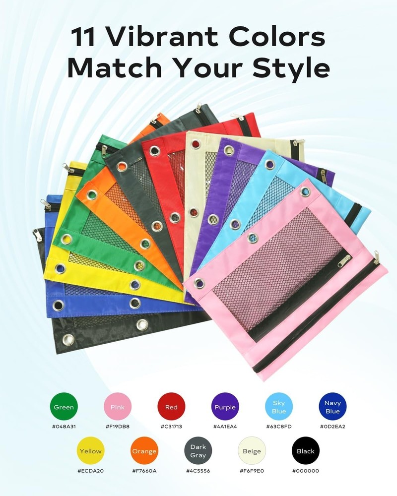 Durable 3 Compartment Pencil Pouch for 3-Ring Binders - Waterproof Organizer